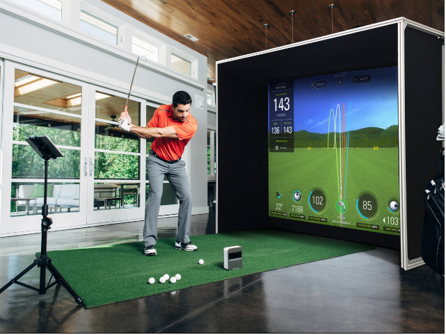 skytrak swingbay golf simulator package