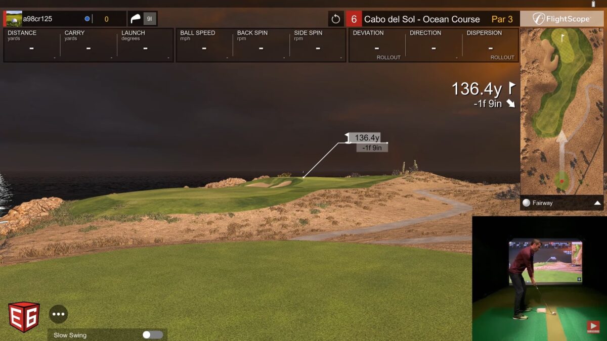 Playing Cabo Del Sol – How To Use E6 Connect Practice Mode – Flightscope Mevo+ Simulator