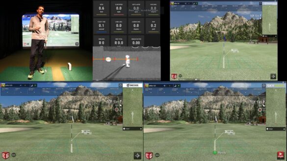 Skytrak vs Flightscope Mevo Plus vs Uneekor QED – Golf Simulator Putting Review using E6 Connect golf simulator software.